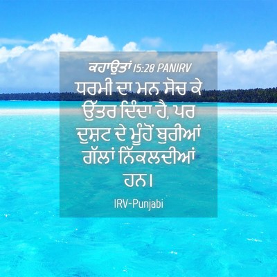 Picture 04 - ਕਹਾਉਤਾਂ 15:28 PANIRV - ਧਰਮੀ ਦਾ ਮਨ ਸੋਚ ਕੇ - Bible Verse Picture