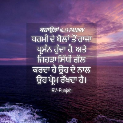 Picture 04 - ਕਹਾਉਤਾਂ 16:13 PANIRV - ਧਰਮੀ ਦੇ ਬੋਲਾਂ ਤੋਂ - Bible Verse Picture