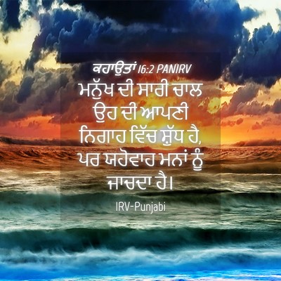 Picture 04 - ਕਹਾਉਤਾਂ 16:2 PANIRV - ਮਨੁੱਖ ਦੀ ਸਾਰੀ ਚਾਲ - Bible Verse Picture