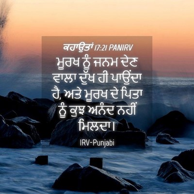 Picture 04 - ਕਹਾਉਤਾਂ 17:21 PANIRV - ਮੂਰਖ ਨੂੰ ਜਨਮ ਦੇਣ - Bible Verse Picture