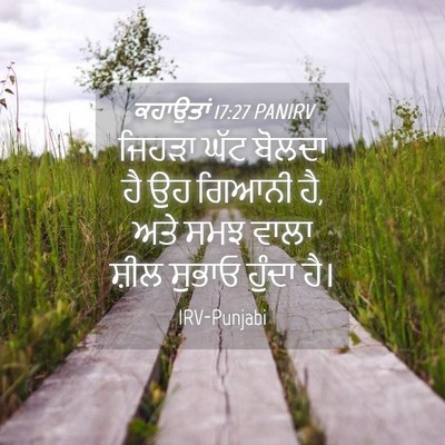 Picture 04 - ਕਹਾਉਤਾਂ 17:27 PANIRV - ਜਿਹੜਾ ਘੱਟ ਬੋਲਦਾ ਹੈ - Bible Verse Picture