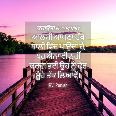 Picture 04 - ਕਹਾਉਤਾਂ 19:24 PANIRV - ਆਲਸੀ ਆਪਣਾ ਹੱਥ ਥਾਲੀ - Bible Verse Picture