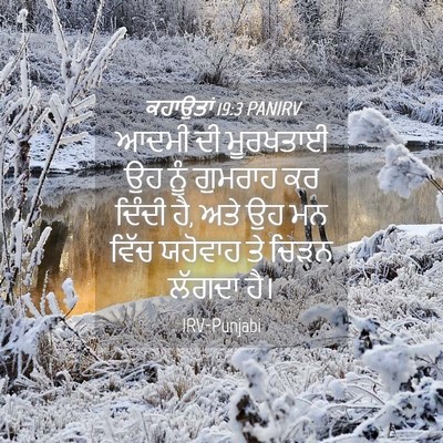 Picture 04 - ਕਹਾਉਤਾਂ 19:3 PANIRV - ਆਦਮੀ ਦੀ ਮੂਰਖਤਾਈ ਉਹ - Bible Verse Picture