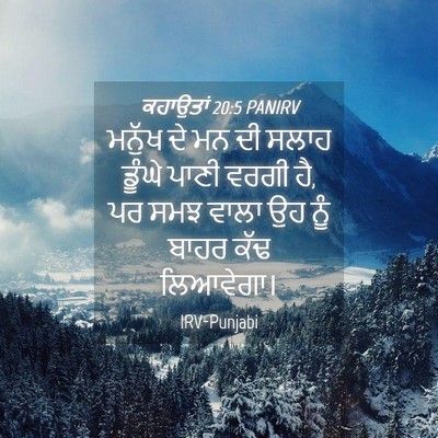 Picture 04 - ਕਹਾਉਤਾਂ 20:5 PANIRV - ਮਨੁੱਖ ਦੇ ਮਨ ਦੀ ਸਲਾਹ - Bible Verse Picture