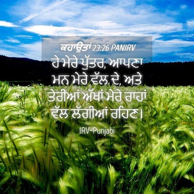 Picture 04 - ਕਹਾਉਤਾਂ 23:26 PANIRV - ਹੇ ਮੇਰੇ ਪੁੱਤਰ, ਆਪਣਾ - Bible Verse Picture