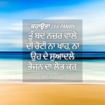 Picture 04 - ਕਹਾਉਤਾਂ 23:6 PANIRV - ਤੂੰ ਬਦ ਨਜ਼ਰ ਵਾਲੇ ਦੀ - Bible Verse Picture