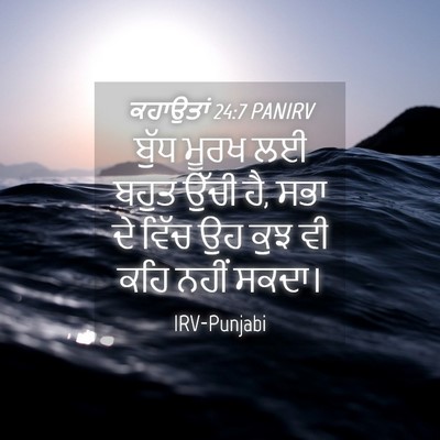 Picture 04 - ਕਹਾਉਤਾਂ 24:7 PANIRV - ਬੁੱਧ ਮੂਰਖ ਲਈ ਬਹੁਤ - Bible Verse Picture