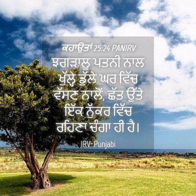 Picture 04 - ਕਹਾਉਤਾਂ 25:24 PANIRV - ਝਗੜਾਲੂ ਪਤਨੀ ਨਾਲ - Bible Verse Picture