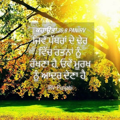Picture 04 - ਕਹਾਉਤਾਂ 26:8 PANIRV - ਜਿਵੇਂ ਪੱਥਰਾਂ ਦੇ - Bible Verse Picture