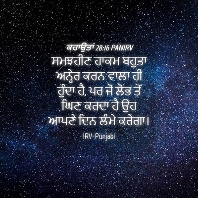 Picture 04 - ਕਹਾਉਤਾਂ 28:16 PANIRV - ਸਮਝਹੀਣ ਹਾਕਮ ਬਹੁਤਾ - Bible Verse Picture