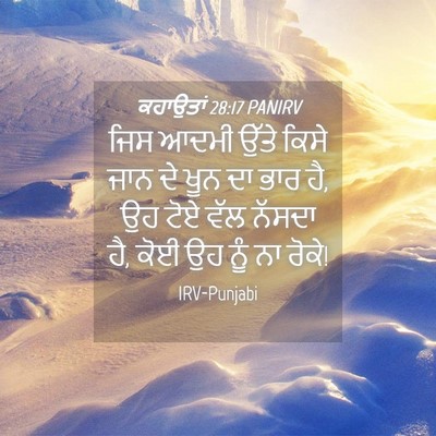 Picture 04 - ਕਹਾਉਤਾਂ 28:17 PANIRV - ਜਿਸ ਆਦਮੀ ਉੱਤੇ ਕਿਸੇ - Bible Verse Picture