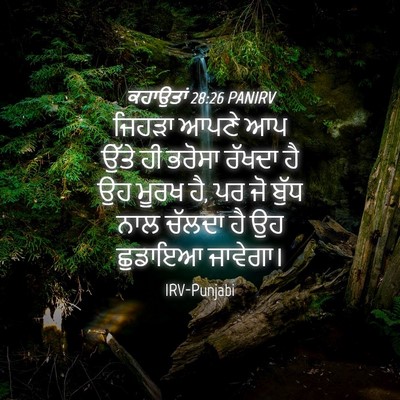 Picture 04 - ਕਹਾਉਤਾਂ 28:26 PANIRV - ਜਿਹੜਾ ਆਪਣੇ ਆਪ ਉੱਤੇ - Bible Verse Picture