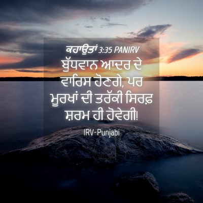 Picture 04 - ਕਹਾਉਤਾਂ 3:35 PANIRV - ਬੁੱਧਵਾਨ ਆਦਰ ਦੇ - Bible Verse Picture