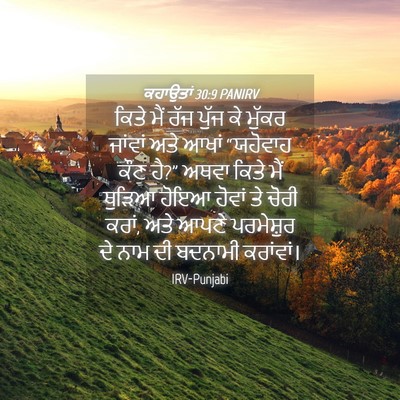 Picture 04 - ਕਹਾਉਤਾਂ 30:9 PANIRV - ਕਿਤੇ ਮੈਂ ਰੱਜ ਪੁੱਜ - Bible Verse Picture
