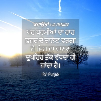 Picture 04 - ਕਹਾਉਤਾਂ 4:18 PANIRV - ਪਰ ਧਰਮੀਆਂ ਦਾ ਰਾਹ - Bible Verse Picture