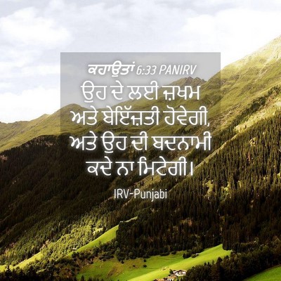 Picture 04 - ਕਹਾਉਤਾਂ 6:33 PANIRV - ਉਹ ਦੇ ਲਈ ਜ਼ਖਮ ਅਤੇ - Bible Verse Picture