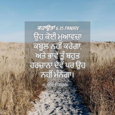 Picture 04 - ਕਹਾਉਤਾਂ 6:35 PANIRV - ਉਹ ਕੋਈ ਮੁਆਵਜ਼ਾ - Bible Verse Picture