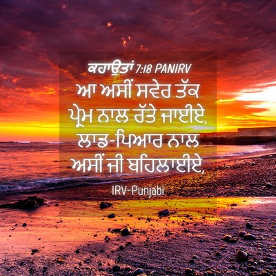 Picture 04 - ਕਹਾਉਤਾਂ 7:18 PANIRV - ਆ ਅਸੀਂ ਸਵੇਰ ਤੱਕ - Bible Verse Picture