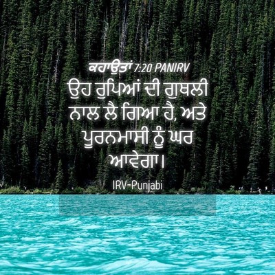 Picture 04 - ਕਹਾਉਤਾਂ 7:20 PANIRV - ਉਹ ਰੁਪਿਆਂ ਦੀ ਗੁਥਲੀ - Bible Verse Picture