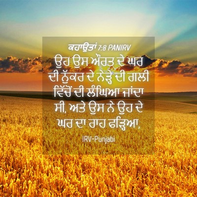 Picture 04 - ਕਹਾਉਤਾਂ 7:8 PANIRV - ਉਹ ਉਸ ਔਰਤ ਦੇ ਘਰ ਦੀ - Bible Verse Picture