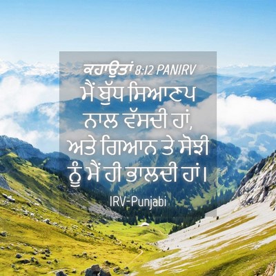 Picture 04 - ਕਹਾਉਤਾਂ 8:12 PANIRV - ਮੈਂ ਬੁੱਧ ਸਿਆਣਪ ਨਾਲ - Bible Verse Picture