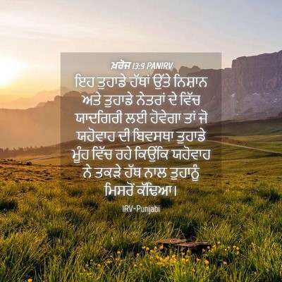 Picture 04 - ਖ਼ਰੋਜ 13:9 PANIRV - ਇਹ ਤੁਹਾਡੇ ਹੱਥਾਂ - Bible Verse Picture