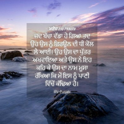 Picture 04 - ਖ਼ਰੋਜ 2:10 PANIRV - ਜਦ ਬੱਚਾ ਵੱਡਾ ਹੋ ਗਿਆ - Bible Verse Picture