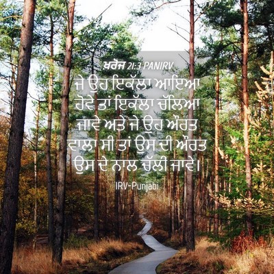 Picture 04 - ਖ਼ਰੋਜ 21:3 PANIRV - ਜੇ ਉਹ ਇਕੱਲਾ ਆਇਆ - Bible Verse Picture