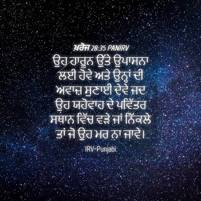 Picture 04 - ਖ਼ਰੋਜ 28:35 PANIRV - ਉਹ ਹਾਰੂਨ ਉੱਤੇ - Bible Verse Picture