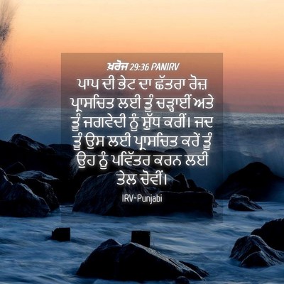 Picture 04 - ਖ਼ਰੋਜ 29:36 PANIRV - ਪਾਪ ਦੀ ਭੇਟ ਦਾ ਛੱਤਰਾ - Bible Verse Picture