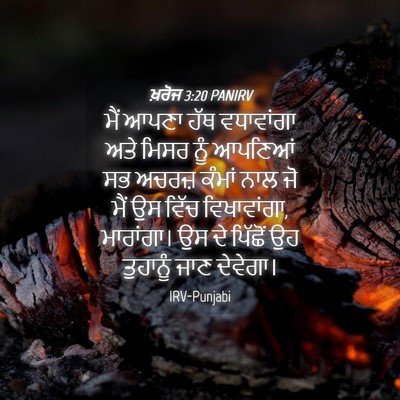 Picture 04 - ਖ਼ਰੋਜ 3:20 PANIRV - ਮੈਂ ਆਪਣਾ ਹੱਥ - Bible Verse Picture