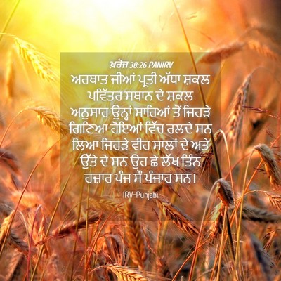 Picture 04 - ਖ਼ਰੋਜ 38:26 PANIRV - ਅਰਥਾਤ ਜੀਆਂ ਪ੍ਰਤੀ - Bible Verse Picture