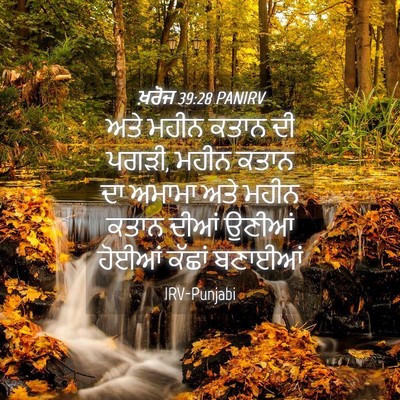 Picture 04 - ਖ਼ਰੋਜ 39:28 PANIRV - ਅਤੇ ਮਹੀਨ ਕਤਾਨ ਦੀ - Bible Verse Picture