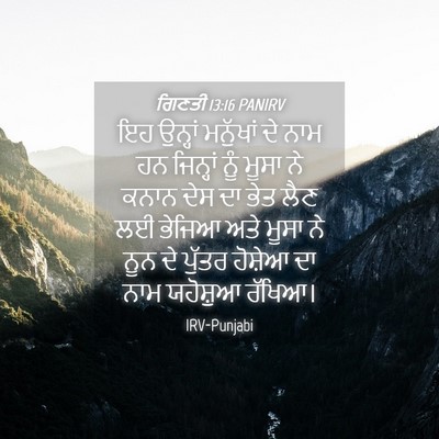 Picture 04 - ਗਿਣਤੀ 13:16 PANIRV - ਇਹ ਉਨ੍ਹਾਂ ਮਨੁੱਖਾਂ - Bible Verse Picture