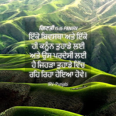 Picture 04 - ਗਿਣਤੀ 15:16 PANIRV - ਇੱਕੋ ਬਿਵਸਥਾ ਅਤੇ - Bible Verse Picture