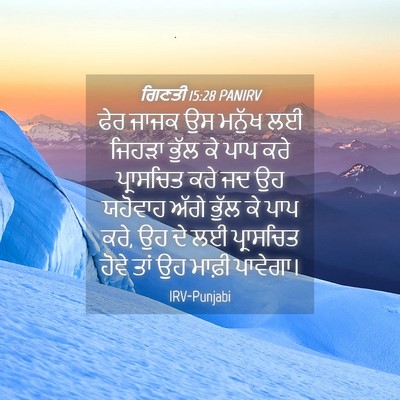 Picture 04 - ਗਿਣਤੀ 15:28 PANIRV - ਫੇਰ ਜਾਜਕ ਉਸ ਮਨੁੱਖ - Bible Verse Picture