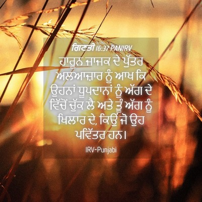 Picture 04 - ਗਿਣਤੀ 16:37 PANIRV - ਹਾਰੂਨ ਜਾਜਕ ਦੇ - Bible Verse Picture