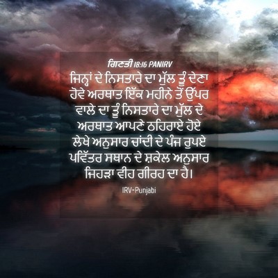 Picture 04 - ਗਿਣਤੀ 18:16 PANIRV - ਜਿਨ੍ਹਾਂ ਦੇ - Bible Verse Picture