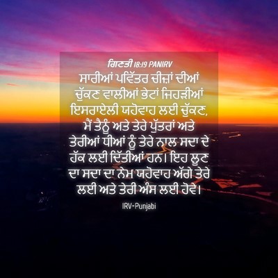 Picture 04 - ਗਿਣਤੀ 18:19 PANIRV - ਸਾਰੀਆਂ ਪਵਿੱਤਰ - Bible Verse Picture