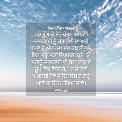 Picture 04 - ਗਿਣਤੀ 18:7 PANIRV - ਪਰ ਤੂੰ ਅਤੇ ਤੇਰੇ - Bible Verse Picture