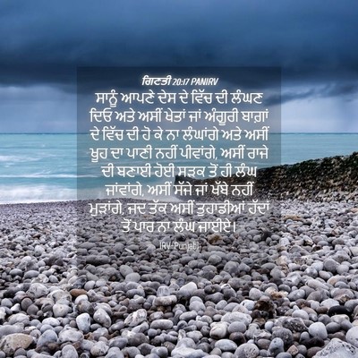 Picture 04 - ਗਿਣਤੀ 20:17 PANIRV - ਸਾਨੂੰ ਆਪਣੇ ਦੇਸ ਦੇ - Bible Verse Picture