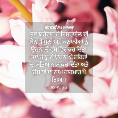Picture 04 - ਗਿਣਤੀ 21:3 PANIRV - ਤਦ ਯਹੋਵਾਹ ਨੇ - Bible Verse Picture