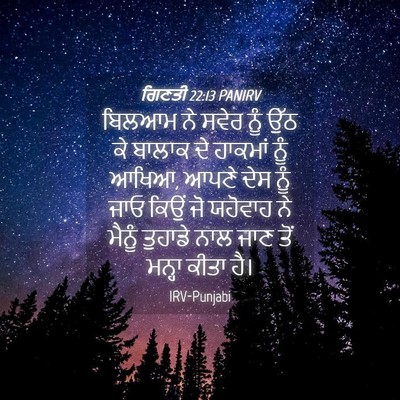 Picture 04 - ਗਿਣਤੀ 22:13 PANIRV - ਬਿਲਆਮ ਨੇ ਸਵੇਰ ਨੂੰ - Bible Verse Picture