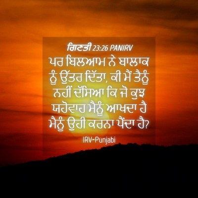 Picture 04 - ਗਿਣਤੀ 23:26 PANIRV - ਪਰ ਬਿਲਆਮ ਨੇ ਬਾਲਾਕ - Bible Verse Picture