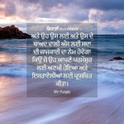 Picture 04 - ਗਿਣਤੀ 25:13 PANIRV - ਅਤੇ ਉਹ ਉਸ ਲਈ ਅਤੇ ਉਸ - Bible Verse Picture