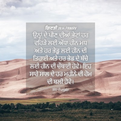 Picture 04 - ਗਿਣਤੀ 28:14 PANIRV - ਉਨ੍ਹਾਂ ਦੇ ਪੀਣ ਦੀਆਂ - Bible Verse Picture