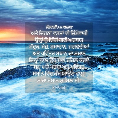Picture 04 - ਗਿਣਤੀ 3:31 PANIRV - ਅਤੇ ਜਿਹਨਾਂ ਵਸਤਾਂ - Bible Verse Picture