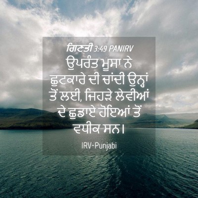 Picture 04 - ਗਿਣਤੀ 3:49 PANIRV - ਉਪਰੰਤ ਮੂਸਾ ਨੇ - Bible Verse Picture
