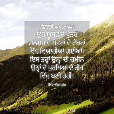 Picture 04 - ਗਿਣਤੀ 36:12 PANIRV - ਉਹ ਯੂਸੁਫ਼ ਦੇ ਪੁੱਤਰ - Bible Verse Picture