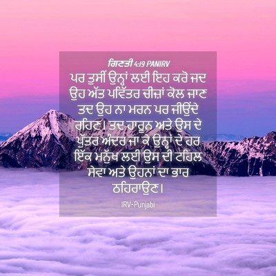 Picture 04 - ਗਿਣਤੀ 4:19 PANIRV - ਪਰ ਤੁਸੀਂ ਉਨ੍ਹਾਂ ਲਈ - Bible Verse Picture